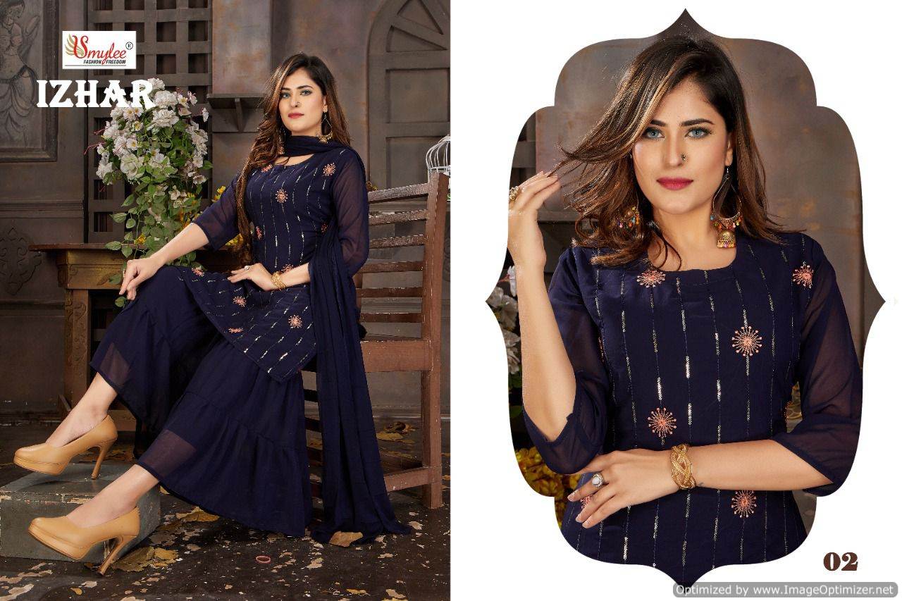 Smylee Izhaar Latest Designer Party Wear Heavy Chiffon Ready Made Collection